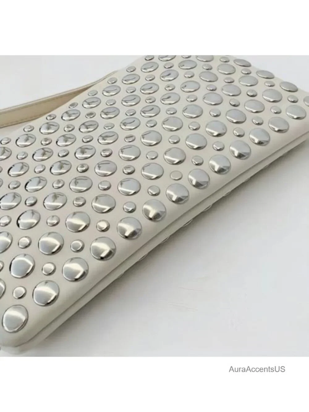 Studded PU Leather Clutch - Magnetic Closure Evening Bag